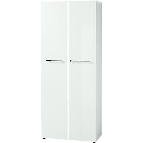 Aktenschrank MONTERIA, Front aus Glas, abschließbar, 5 OH, B 800 x T 370 x H 1960 mm, weiß