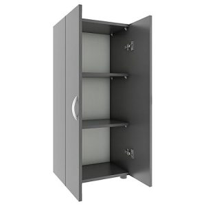 Aktenschrank Ulas, 3 Ordnerhöhen, 2 Fachböden, für ca. 21 Ordner, Flügeltüren, B 490 x T 340 x H 1080 mm, Holz, anthrazit Aktenschrank Ulas, 3 Ordnerhöhen, 2 Fachböden, für ca. 21 Ordner, Flügeltüren, B 490 x T 340 x H 1080 mm, Holz, anthrazit