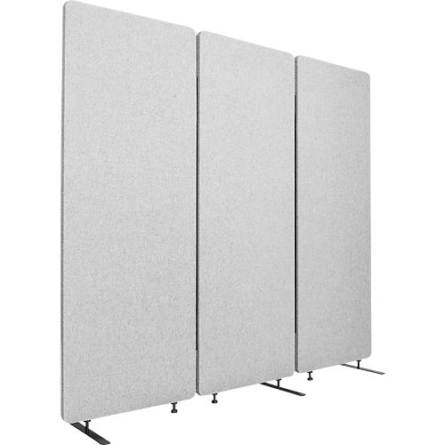 Akustik-Raumteiler Luxor, 3 Paneele, mit Standfüßen, ca. 19 kg, Gesamtmaße B 1830 x T 35 x H 1680 mm, recycelte Materialien, hellgrau