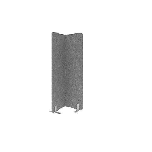 Akustik-Stellwand, V-Cut-Eckverbindung, stufenloser Winkel 0-90°, Schallabsorberklasse C, B 1000 x T 25 x H 1800 mm, Schallschutzvlies, grau-meliert