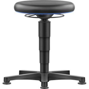 Allround Hocker Bimos, sitzhöhenverstellbar 450-650 mm, mit Gleiter, Kunstlederbezug, abwaschbar, unempfindlich gegen Öle & Desinfektionsmittel, Farbring blau