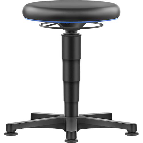 Allround Hocker Bimos, sitzhöhenverstellbar 450-650 mm, mit Gleiter, Kunstlederbezug, abwaschbar, unempfindlich gegen Öle & Desinfektionsmittel, Farbring blau