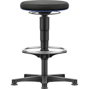 Allround Hocker Bimos, sitzhöhenverstellbar 560-810 mm, mit Gleiter & Fußring, Stoffbezug, atmungsaktiv, Farbring blau Allround Hocker Bimos, sitzhöhenverstellbar 560-810 mm, mit Gleiter & Fußring, Stoffbezug, atmungsaktiv, Farbring blau