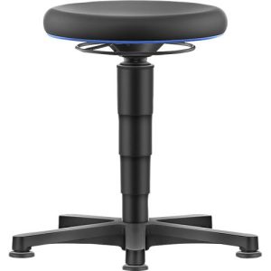 Allround Hocker Bimos, sitzhöhenverstellbar 560-810 mm, mit Gleiter, PU-Schaumbezug, abwaschbar, extrem robust, Farbring blau Allround Hocker Bimos, sitzhöhenverstellbar 560-810 mm, mit Gleiter, PU-Schaumbezug, abwaschbar, extrem robust, Farbring blau