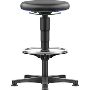 Allround Hocker Bimos, sitzhöhenverstellbar, mit Gleiter & Fußring, Kunstlederbezug, abwaschbar, unempfindlich gegen Öle & Desinfektionsmittel, Farbring blau Allround Hocker Bimos, sitzhöhenverstellbar, mit Gleiter & Fußring, Kunstlederbezug, abwaschbar, unempfindlich gegen Öle & Desinfektionsmittel, Farbring blau