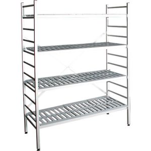 Aluminium-Steckregal, Grundfeld, mit 4 Kunststoff-Rost-Fachböden, H 1800 x B 1000 x T 400 mm