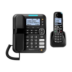 Amplicomms BigTel 1580 Combo – Mit Schnur/schnurlos – Anrufbeantworter mit Rufnummernanzeige – DECT – Schwarz + zusätzliches Handset Amplicomms BigTel 1580 Combo – Mit Schnur/schnurlos – Anrufbeantworter mit Rufnummernanzeige – DECT – Schwarz + zusätzliches Handset