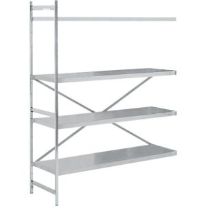 Anbauregal, Edelstahl, geschlossene Böden, B 1475 x T 600 mm Anbauregal, Edelstahl, geschlossene Böden, B 1475 x T 600 mm