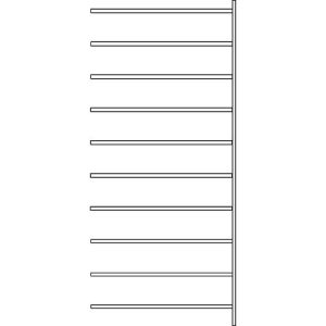 Anbauregal R 3000, 10 Böden, B 1315 mm x T 400 mm, Böden lackiert Anbauregal R 3000, 10 Böden, B 1315 mm x T 400 mm, Böden lackiert
