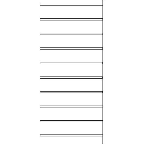 Anbauregal R 3000, 10 Böden, B 1315 mm x T 400 mm, Böden lackiert