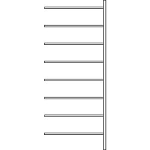 Anbauregal R 3000, 8 Böden, B 1025 mm x T 600 mm, Böden lackiert Anbauregal R 3000, 8 Böden, B 1025 mm x T 600 mm, Böden lackiert