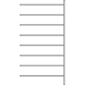 Anbauregal R 3000, 8 Böden, B 1315 mm x T 500 mm, Böden lackiert Anbauregal R 3000, 8 Böden, B 1315 mm x T 500 mm, Böden lackiert