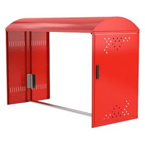 Anbausatz ohne Seitenwand für Fahhradgarage BikeBox 1 B mit Bogendach, verkehrsrot RAL 3020 Anbausatz ohne Seitenwand für Fahhradgarage BikeBox 1 B mit Bogendach, verkehrsrot RAL 3020