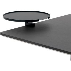 Anbautisch, für die Montage an Schreibtischen, rund, mit Tischklemme, Ø 280 mm, Metall, schwarz lackiert Anbautisch, für die Montage an Schreibtischen, rund, mit Tischklemme, Ø 280 mm, Metall, schwarz lackiert
