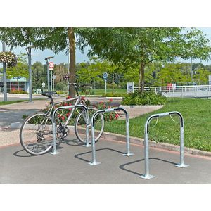 Anlehnbügel, 2-seitig, B 750 x T 50 x H 750 mm, galvanisch verzinkt, zum Aufdübeln Anlehnbügel, 2-seitig, B 750 x T 50 x H 750 mm, galvanisch verzinkt, zum Aufdübeln