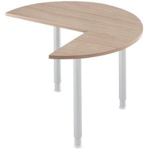 Ansatztisch, 3/4 Kreis, Ø 1200 mm, Ansatz rechts/links, Eiche/weißalu Ansatztisch, 3/4 Kreis, Ø 1200 mm, Ansatz rechts/links, Eiche/weißalu