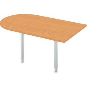 Ansatztisch, Bogenform, B 1400 x T 800 mm, Buche/weißalu Ansatztisch, Bogenform, B 1400 x T 800 mm, Buche/weißalu