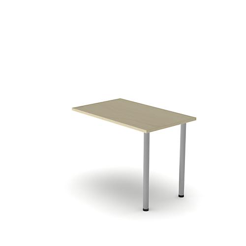 Ansatztisch NEVADA, Rechteck, B 1000 x T 600 x H 720 mm, Rundrohr, Ahorn/alusilber