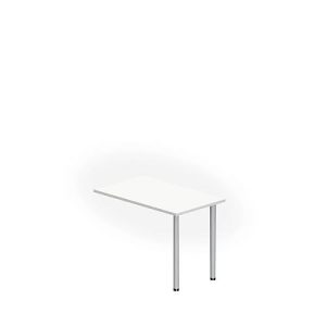 Ansatztisch NEVADA, Rechteck, B 1000 x T 600 x H 740 mm, Rundrohr, weiß/alusilber Ansatztisch NEVADA, Rechteck, B 1000 x T 600 x H 740 mm, Rundrohr, weiß/alusilber