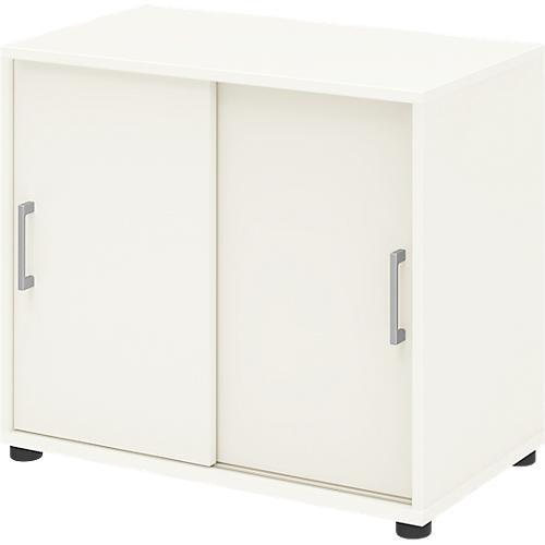 Anstellschrank TEMPIO, aus Holz, 2 Schiebetüren, 2 OH, B 800 x T 430 x H 740 mm, weiß/weiß