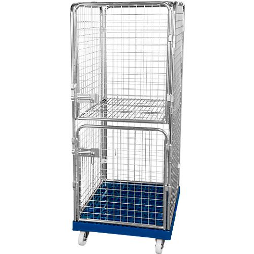 Antidiebstahlbehälter 1600 auf Kunststoffrollplatte, enzianblau RAL 5010