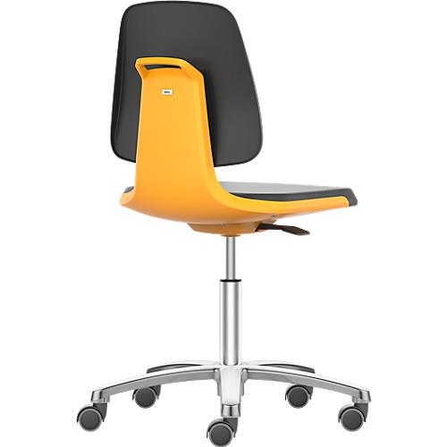 Arbeitsdrehstuhl Labsit, Kunstleder, Rollen, B 450 x T 420 x H 450 - 650 mm, orange