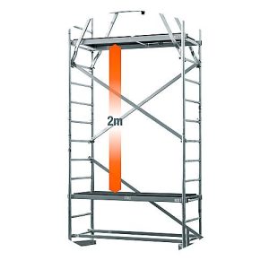 Arbeitsgerüst 2. Aufstockung MONTO® ClimTec, zusätzliche Arbeitshöhe 2 m, höhenverstellbare Belagbühne mit Luke, V-Traverse, bis 200 kg/m², Aluminium Arbeitsgerüst 2. Aufstockung MONTO® ClimTec, zusätzliche Arbeitshöhe 2 m, höhenverstellbare Belagbühne mit Luke, V-Traverse, bis 200 kg/m², Aluminium