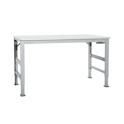 Arbeitstisch Ergo, Elektro-Hydraulik, Platte Kunststoff, 2500 x 1000 mm, alusilber