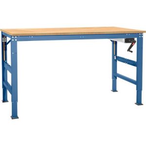 Arbeitstisch Ergo K, m. Kurbel, 1000 x 800 mm, Tischplatte Multiplex, brillantblau Arbeitstisch Ergo K, m. Kurbel, 1000 x 800 mm, Tischplatte Multiplex, brillantblau