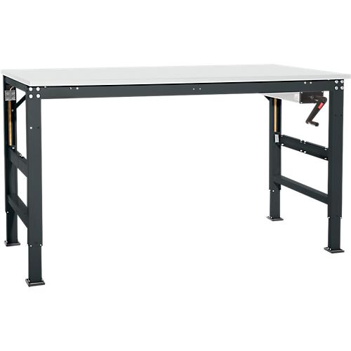 Arbeitstisch Ergo K, m. Kurbel, 1500 x 800 mm, Tischplatte Kunststoff, anthrazit