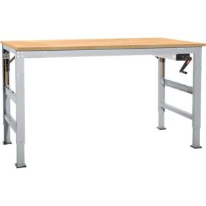 Arbeitstisch Ergo K, m. Kurbel, 1500 x 800 mm, Tischplatte Multiplex, alusilber Arbeitstisch Ergo K, m. Kurbel, 1500 x 800 mm, Tischplatte Multiplex, alusilber