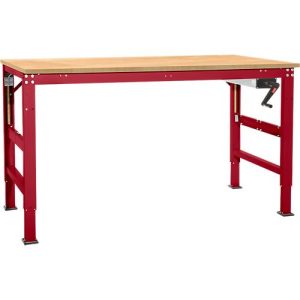 Arbeitstisch Ergo K, m. Kurbel, 1500 x 800 mm, Tischplatte Multiplex, rubinrot Arbeitstisch Ergo K, m. Kurbel, 1500 x 800 mm, Tischplatte Multiplex, rubinrot