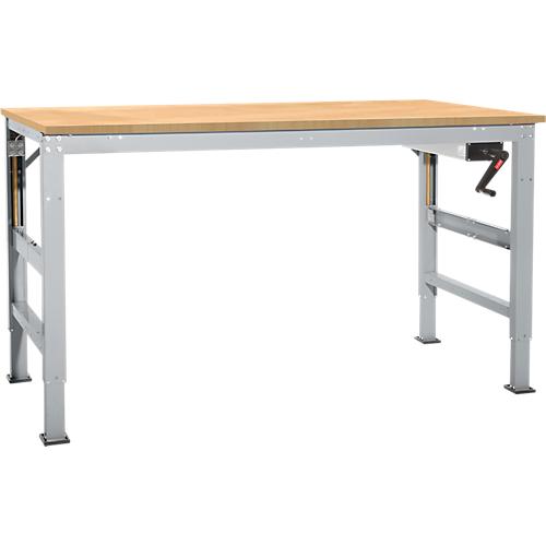 Arbeitstisch Ergo K, m. Kurbel, 1750 x 800 mm, Tischplatte Multiplex, alusilber