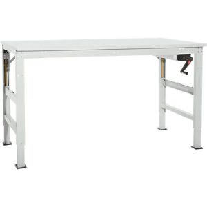 Arbeitstisch Ergo K, m. Kurbel, 2000 x 800 mm, Tischplatte Melamin, lichtgrau Arbeitstisch Ergo K, m. Kurbel, 2000 x 800 mm, Tischplatte Melamin, lichtgrau