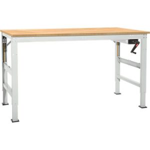 Arbeitstisch Ergo K, m. Kurbel, 2500 x 800 mm, Tischplatte Multiplex, lichtgrau Arbeitstisch Ergo K, m. Kurbel, 2500 x 800 mm, Tischplatte Multiplex, lichtgrau