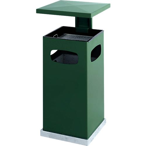 Ascher-Papierkorb mit abnehmbarem Dach, 70 Liter, moosgrün RAL 6005