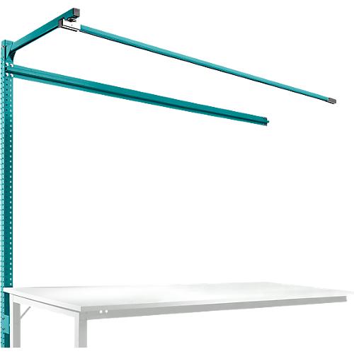 Aufbauportal m. Ausleger, Ansatztisch SPEZIAL Arbeitstisch/Werkbank UNIVERSAL/PROFI, 2000 mm, wasserblau