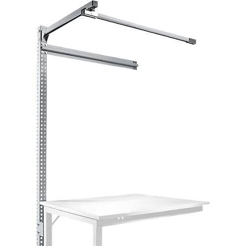 Aufbauportal m. Ausleger, Ansatztisch STANDARD Arbeitstisch/Werkbank UNIVERSAL/PROFI, 1250 mm, alusilber