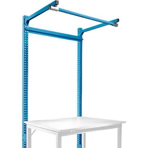 Aufbauportal m. Ausleger, Grundtisch STANDARD Arbeitstisch/Werkbank UNIVERSAL/PROFI, 1250 mm, lichtblau