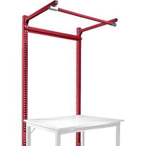 Aufbauportal m. Ausleger, Grundtisch STANDARD Arbeitstisch/Werkbank UNIVERSAL/PROFI, 1250 mm, rubinrot