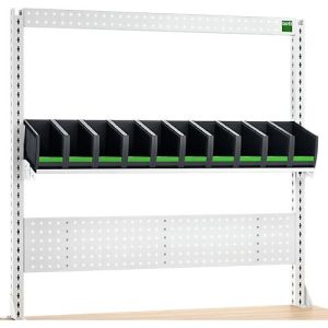 Aufnahmerahmenset Bott verso A8, für Werkbank verso, Lochplatte, 13 bottBoxen, B 1800 x T 435 x H 1357 mm, Stahlblech, RAL 7035 Lichtgrau