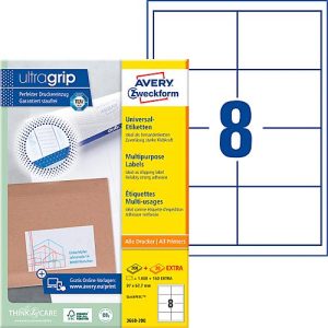 AVERY Zweckform 3660-200 Universal-Etiketten, ultragrip, 97 x 67,7 mm, DP INTERNETMARKE geeignet AVERY Zweckform 3660-200 Universal-Etiketten, ultragrip, 97 x 67,7 mm, DP INTERNETMARKE geeignet