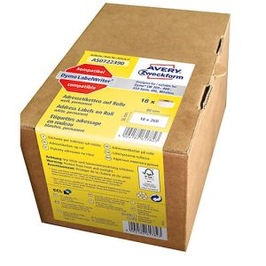 Avery Zweckform Adress Rollenetiketten, Papier, 36 x 89 mm, selbstklebend, weiß, 4680 Etiketten, 18 Rollen Avery Zweckform Adress Rollenetiketten, Papier, 36 x 89 mm, selbstklebend, weiß, 4680 Etiketten, 18 Rollen