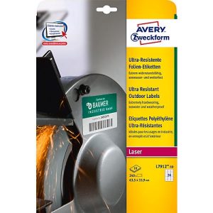 Avery Zweckform Folienetiketten L7912-10, ultra-resistent, H 63,5 x B 33,9 mm, 240 St Avery Zweckform Folienetiketten L7912-10, ultra-resistent, H 63,5 x B 33,9 mm, 240 St