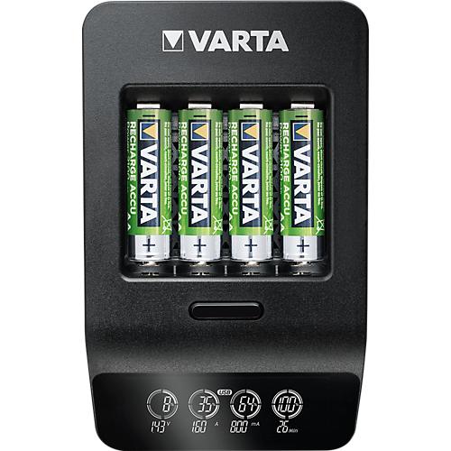 Batterieladegerät Varta LCD Smart Charger, für 4 x Mignon AA/Micro AAA & 1 x USB, 2 Modi, LCD-Anzeige, inkl. 4 Akkus