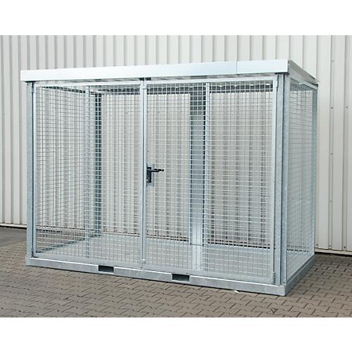Bauer Gasflaschen-Container TYP GFC-E, abschließbar, L 3135 x B 1570 x H 2260 mm, Tränenblechboden