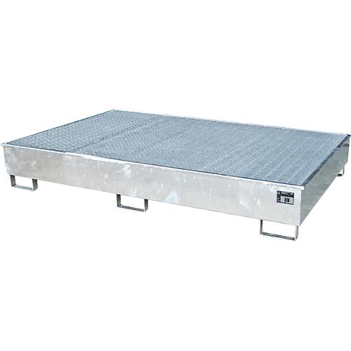 Bauer Regalwanne RW-GR 2200-2 PE, mit PE-Einsatz, mit Gitterrost, L 2165 x B 1315 x H 510 mm, feuerverzinkt