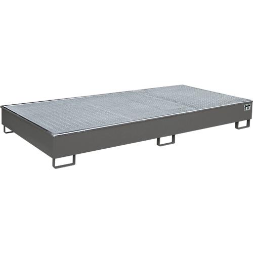 Bauer Regalwanne RW-GR 2700-2 PE, mit PE-Einsatz, mit Gitterrost, L 2665 x B 1315 x H 305 mm, mausgrau RAL 7005