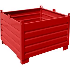 Bauer Sammelbehälter-System SBS 1000, L 1200 x B 1200 x H 850 mm, bis zu 3-fach stapelbar, lackiert, mit Transportwagen, feuerrot RAL 3000 Bauer Sammelbehälter-System SBS 1000, L 1200 x B 1200 x H 850 mm, bis zu 3-fach stapelbar, lackiert, mit Transportwagen, feuerrot RAL 3000