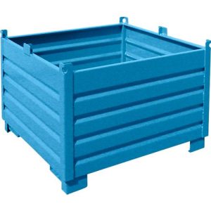 Bauer Sammelbehälter-System SBS 1000, L 1200 x B 1200 x H 850 mm, bis zu 3-fach stapelbar, lackiert, mit Transportwagen, lichtblau RAL 5012 Bauer Sammelbehälter-System SBS 1000, L 1200 x B 1200 x H 850 mm, bis zu 3-fach stapelbar, lackiert, mit Transportwagen, lichtblau RAL 5012